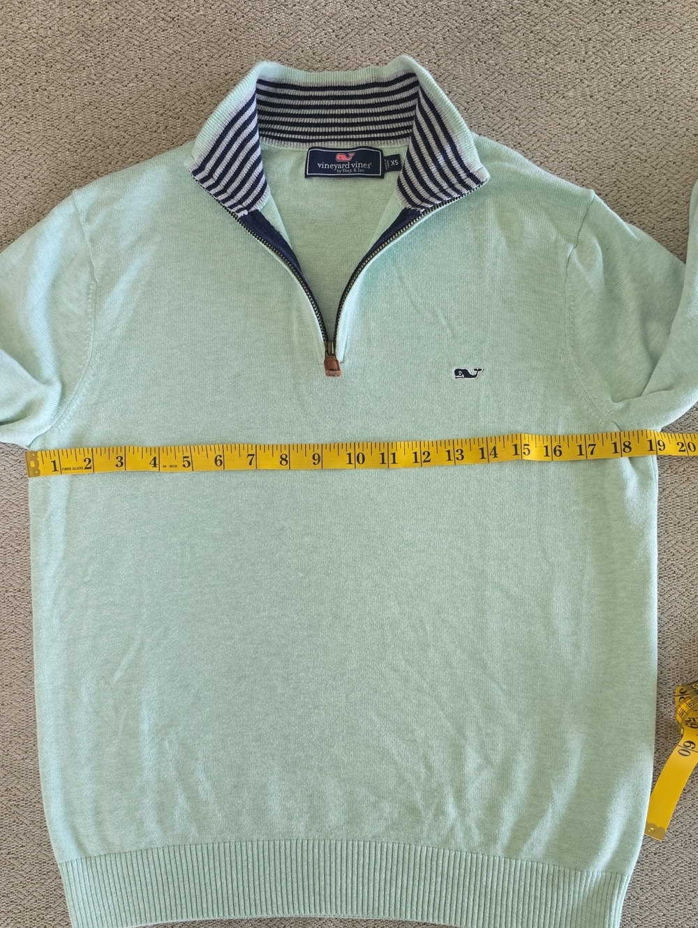 Vineyard Vines Heather Mint Green 1/4 Zip Pullover Sweater - Size XS - Picture 5 of 12